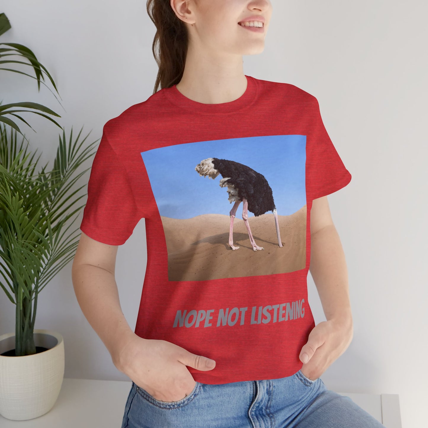 Camiseta avestruz no, no escucho