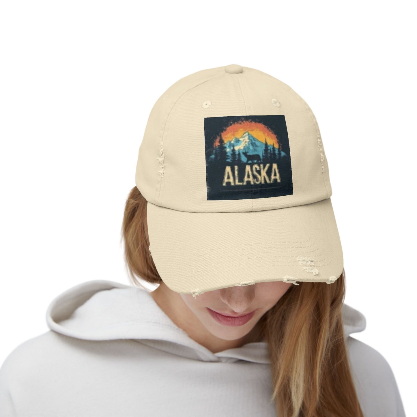 Gorra unisex desgastada - Gorra con gráfico vintage de montaña de Alaska