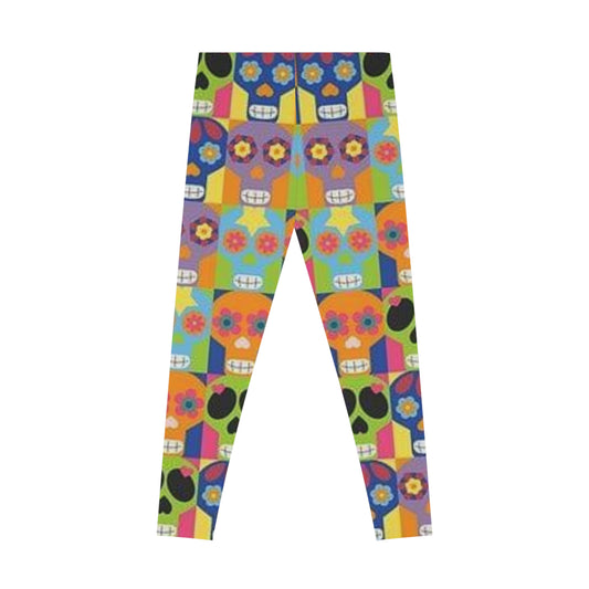 Colorful Skull Print Leggings - Fun & Stretchy Activewear for Trendy Styles