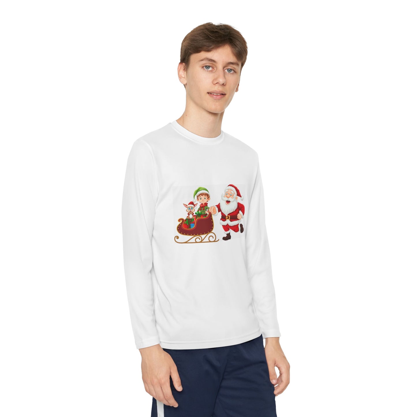 Camiseta juvenil de manga larga Papá Noel Elfo Conejo