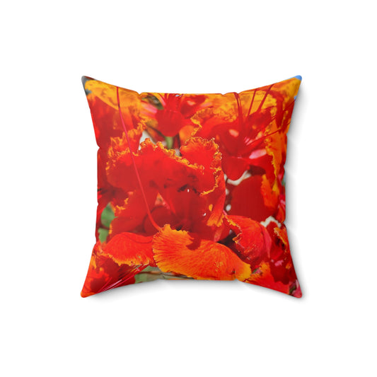 Vibrant Orange Flowers Square Pillow