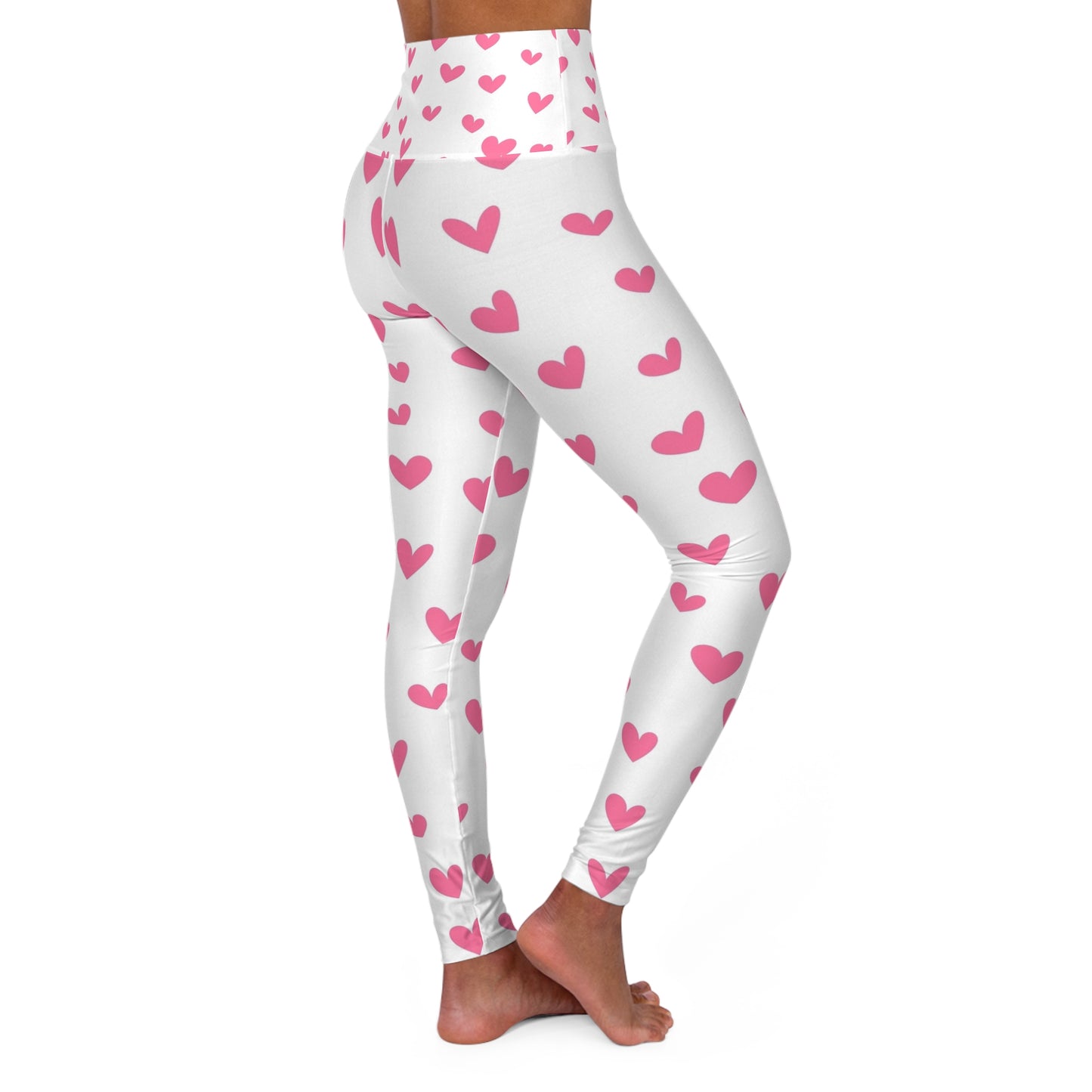 Leggings de cintura alta con corazones rosas