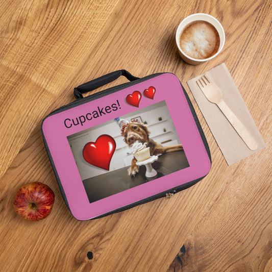 Lunch Bag Cupcake Heart Dog Eating Cupcake