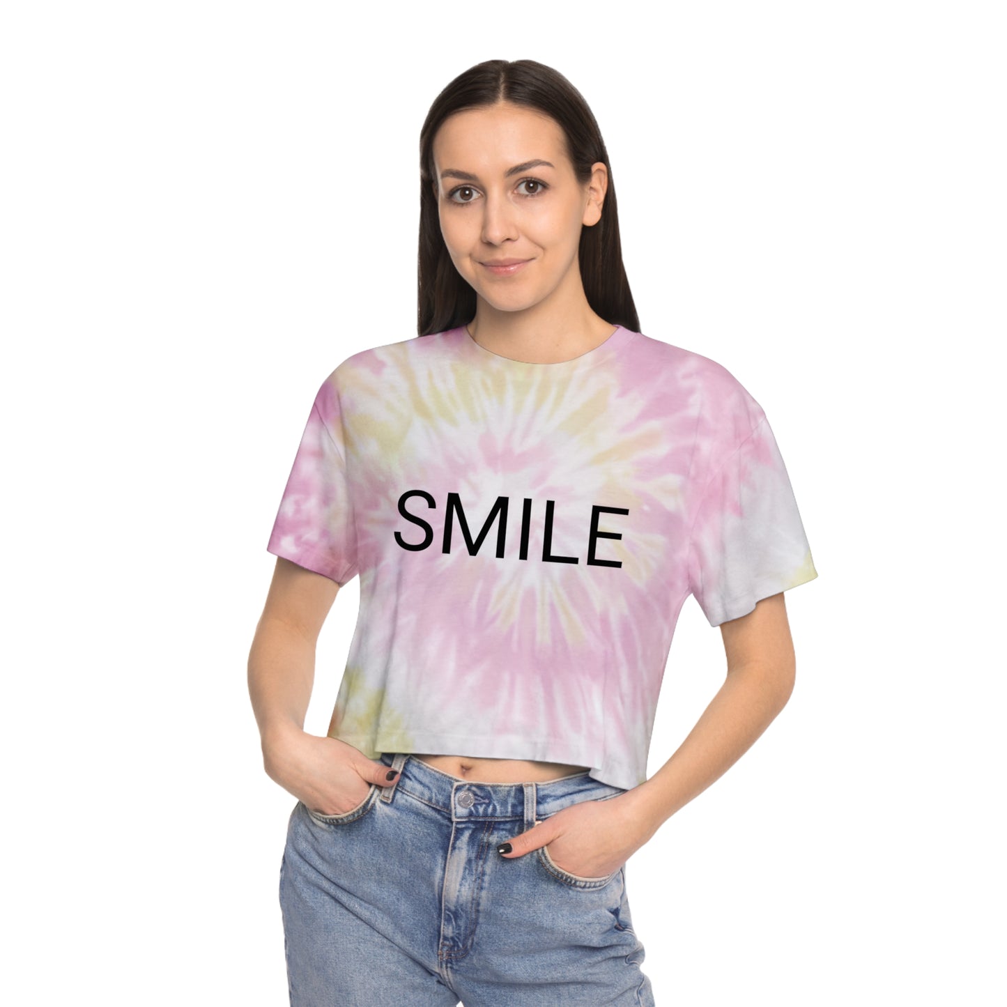 T-shirt court tie-dye pour femme SMILE