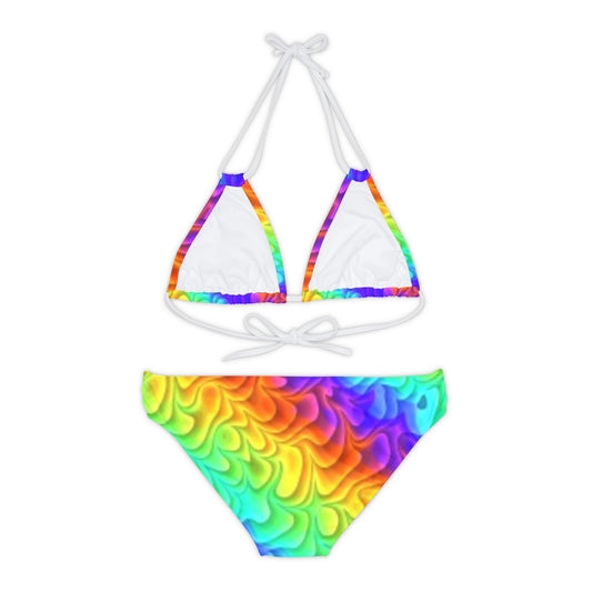 Conjunto de bikini de tiras multicolor chic en Daughin Island, Alabama