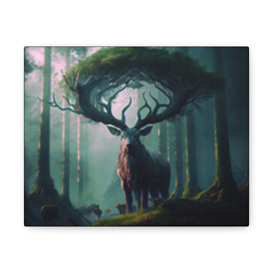 Canvas Gallery Wraps Picture Deer Forest