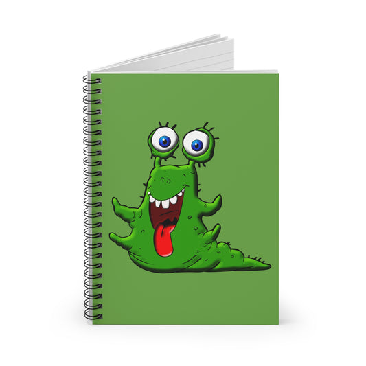 Cuaderno espiral verde divertido extraterrestre