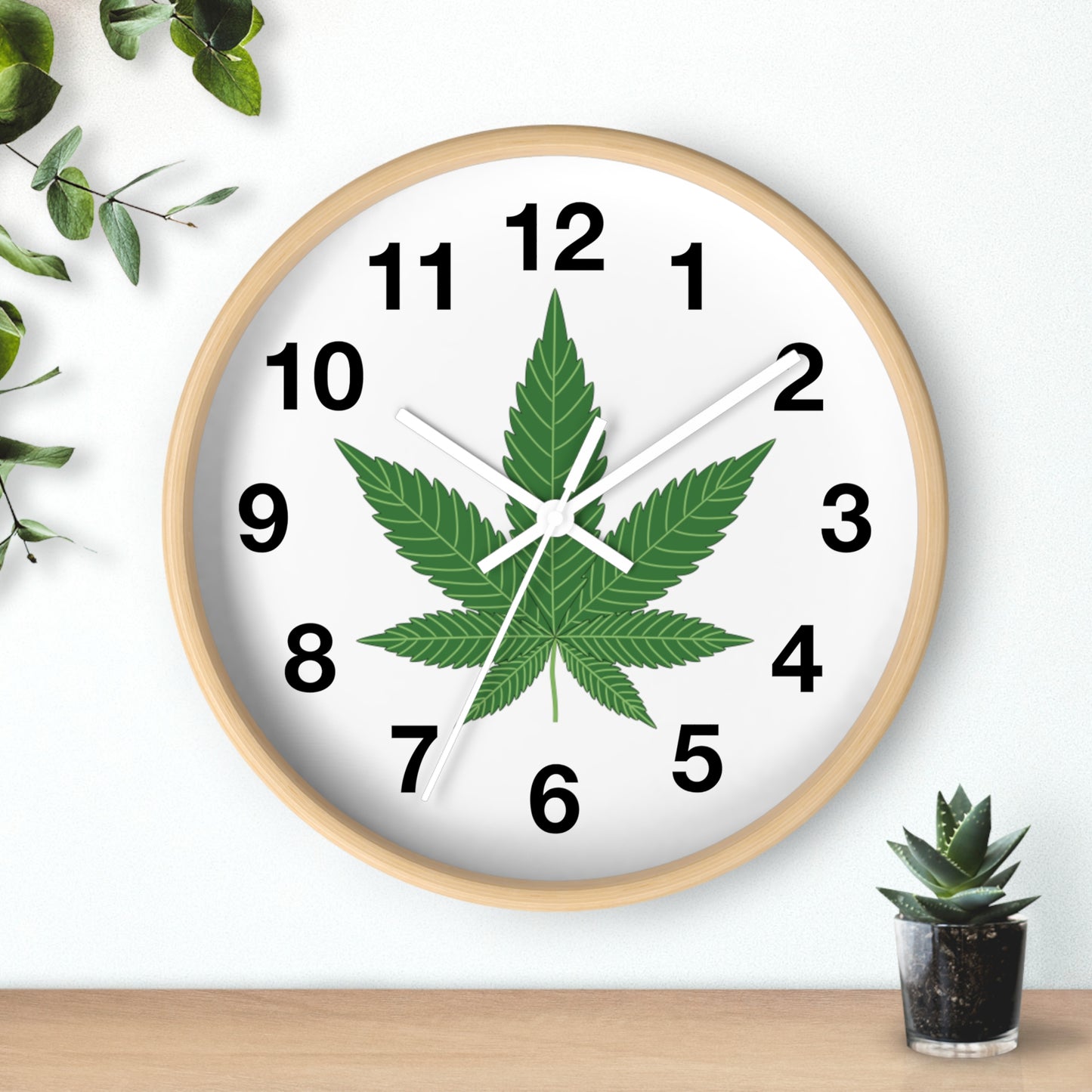 Wall Clock Marijuana Leaf