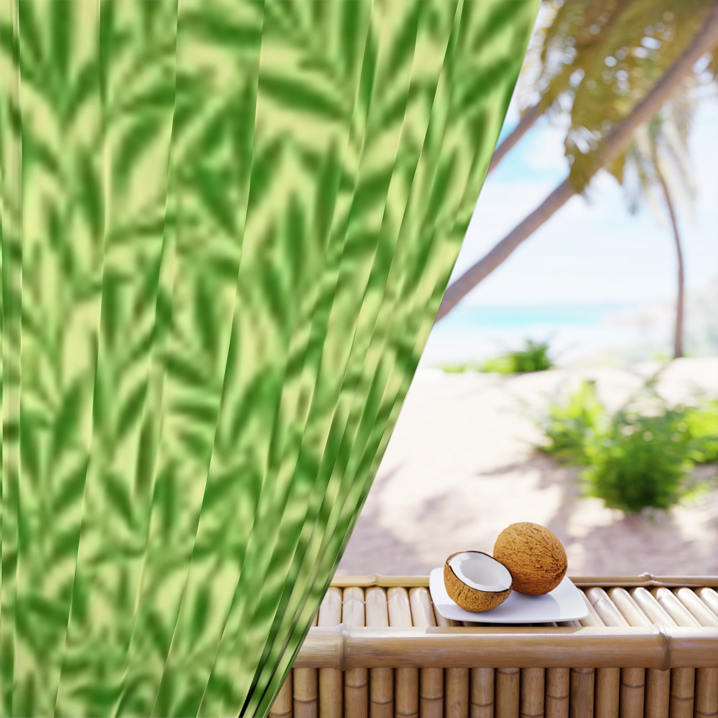 Botanical Green Leaf Window Curtain - Stylish Nature-Inspired Home Decor