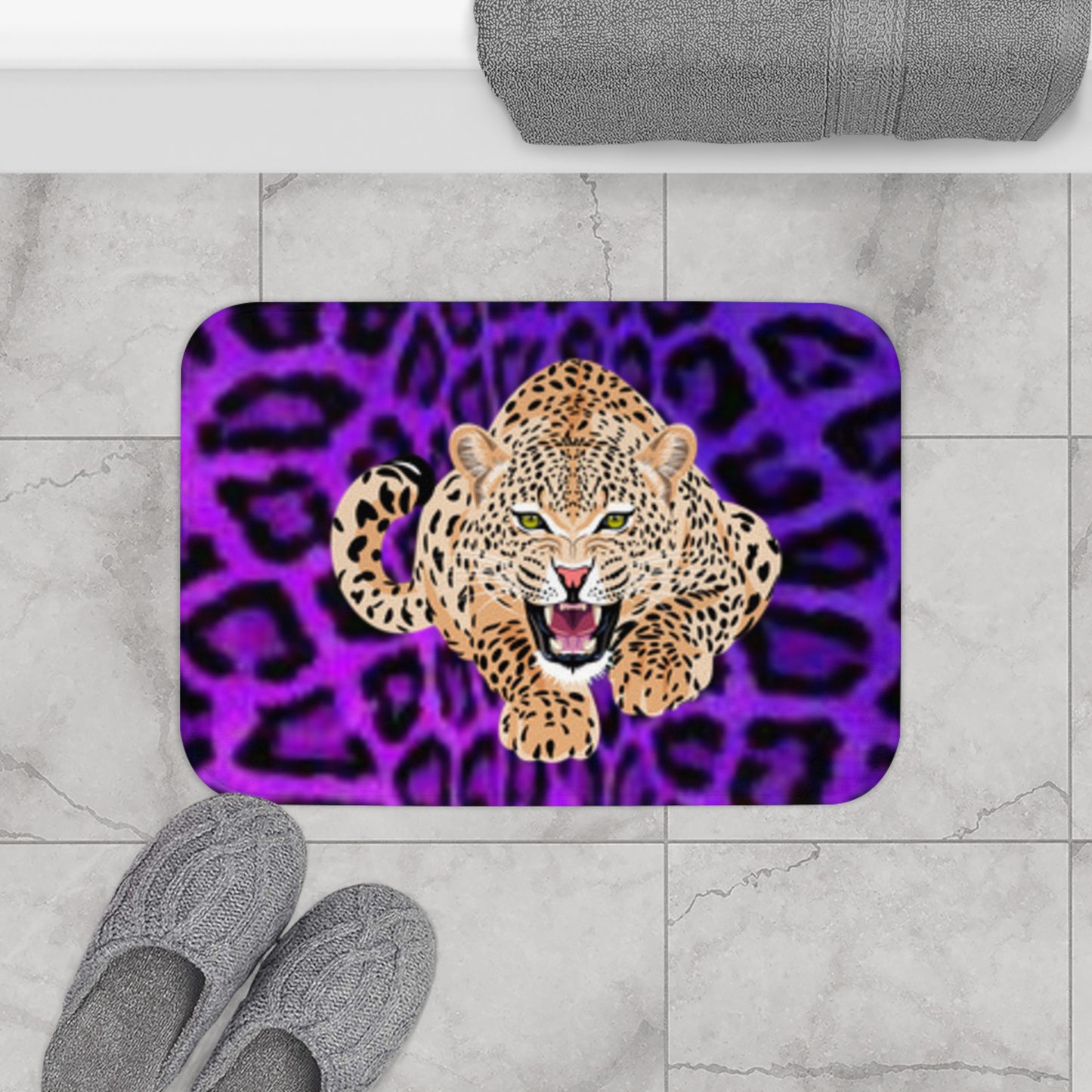 Fierce Leopard Bath Mat - Bold Animal Print Decor for Wild Aesthetics