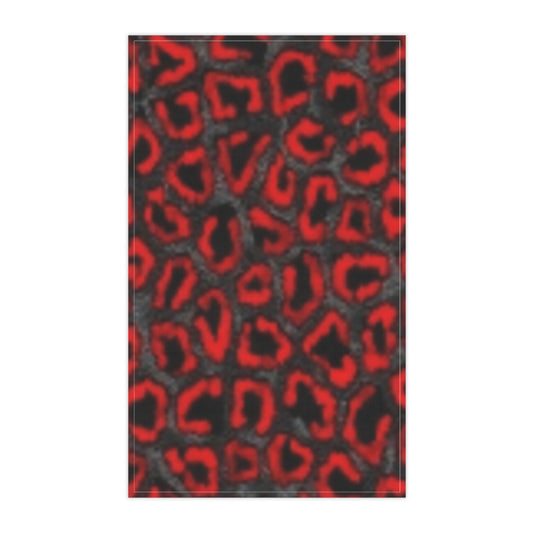Bold Red Leopard Print Tea Towels - Stylish Kitchen Decor for Wildlife Lovers