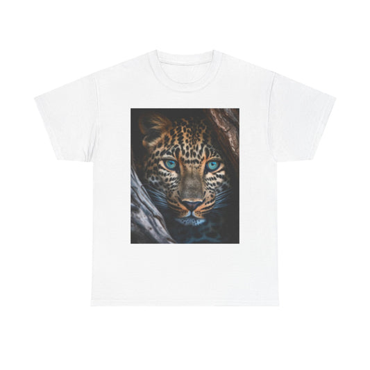 Camiseta unisex de algodón grueso para amantes de la vida silvestre - Diseño de leopardo feroz