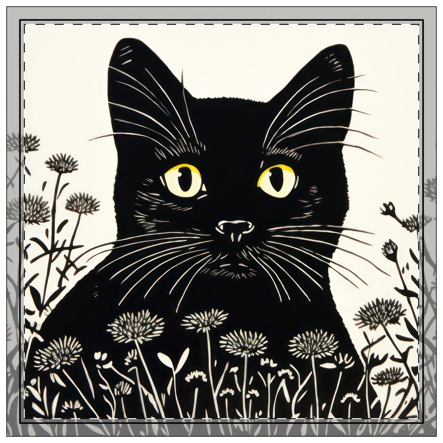 Serviettes, lot de 4, 18" x 18" Chat noir