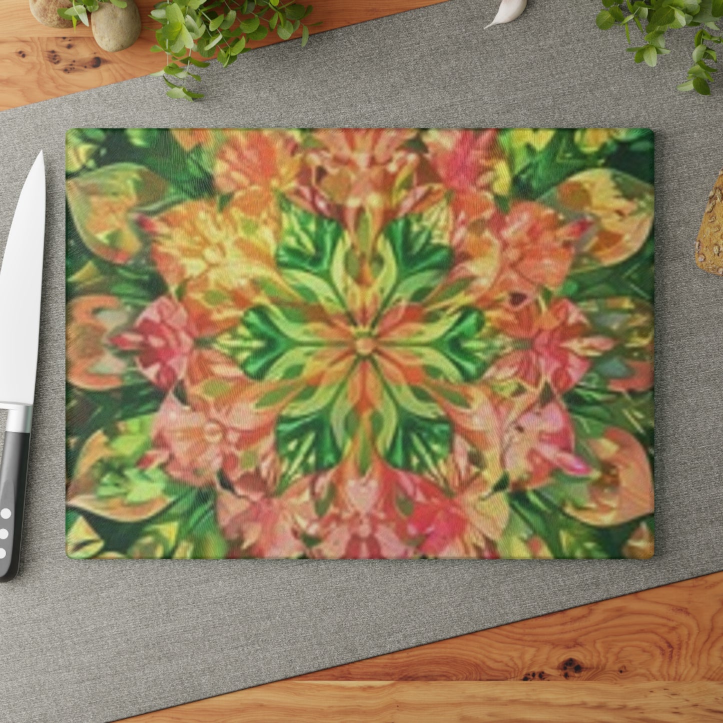Vibrant Floral Glass Cutting Board for Kitchen Decor, Unique Gift for Chefs, Cooking Enthusiasts, Housewarming, Wedding, Mother's Day