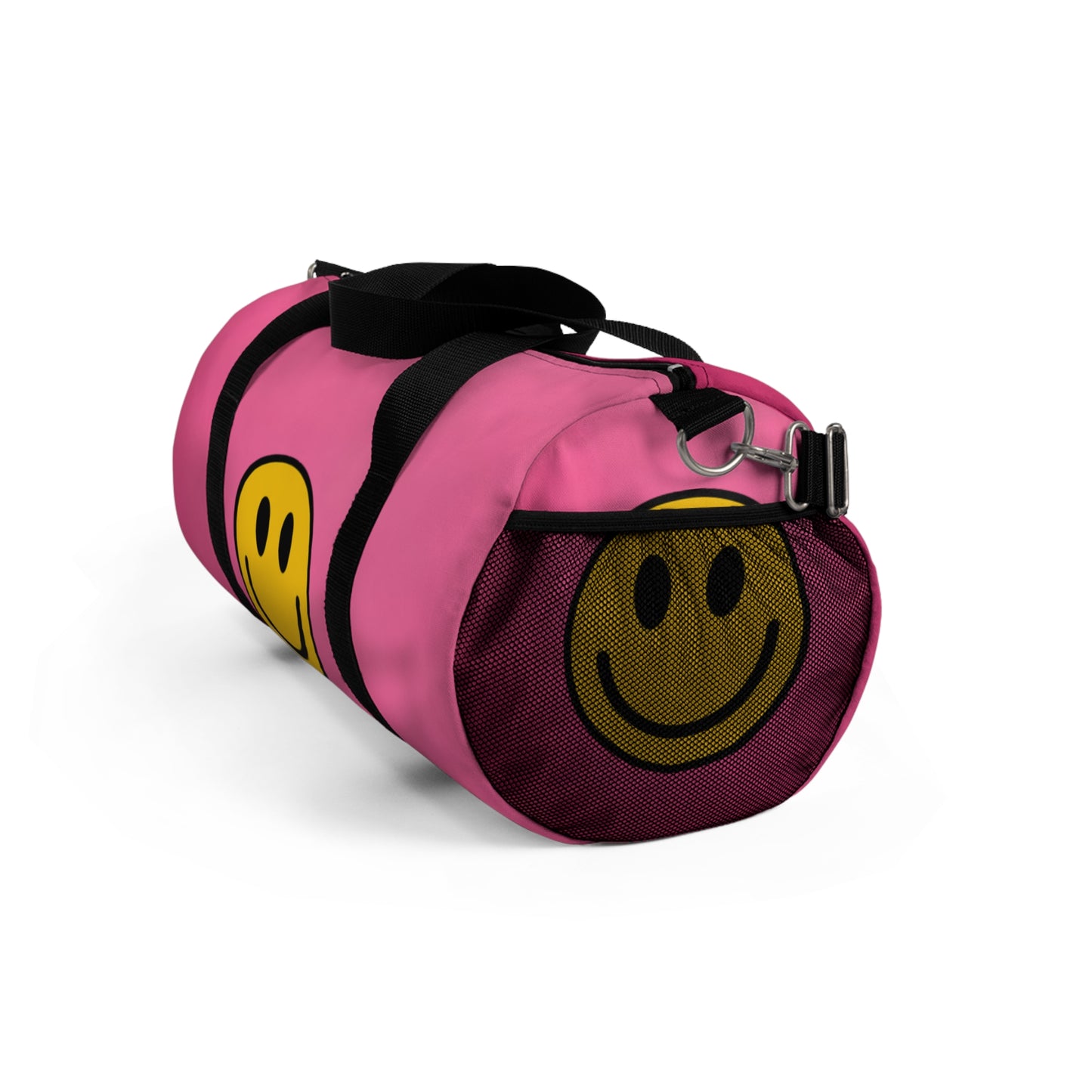 Happy Face Pink Vibe Duffel Bag, Gym Bag, Travel Bag, Weekend Getaway, Smiley Face Design, Perfect for Fitness and Fun