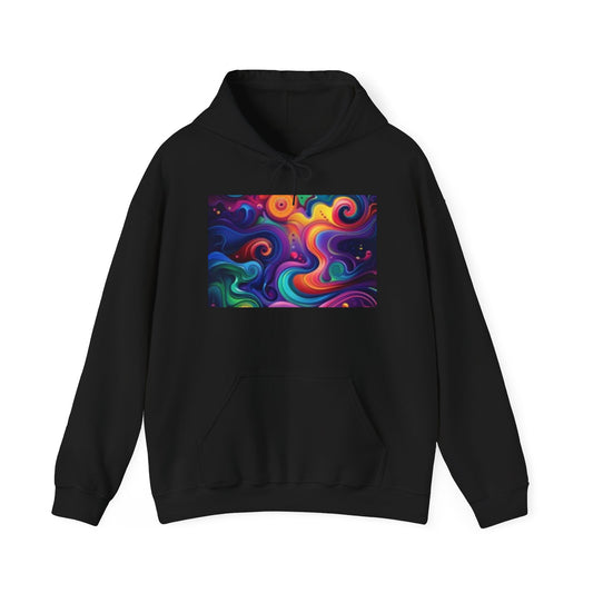 Sweat-shirt à capuche unisexe artistique - Motif abstrait coloré et clair de lune