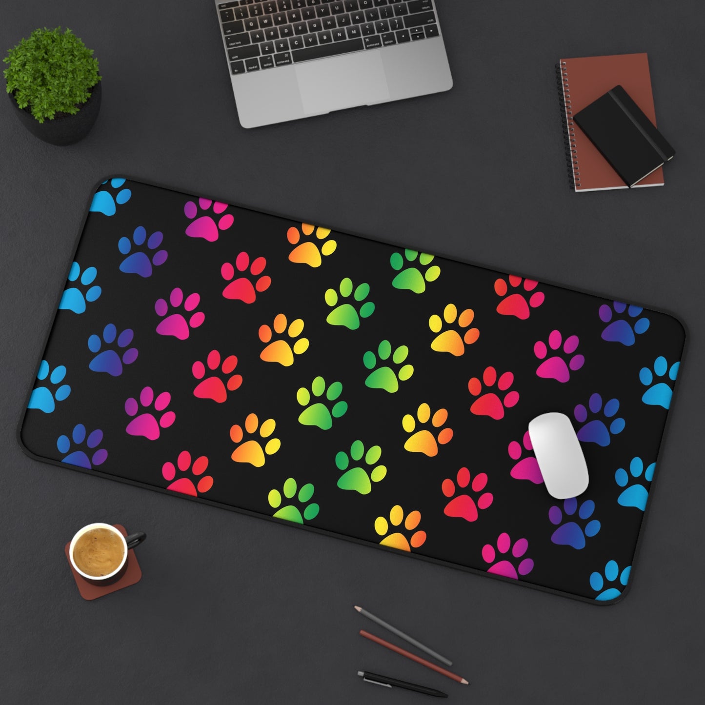 Colorful Paw Print Desk Mat - Perfect for Pet Lovers