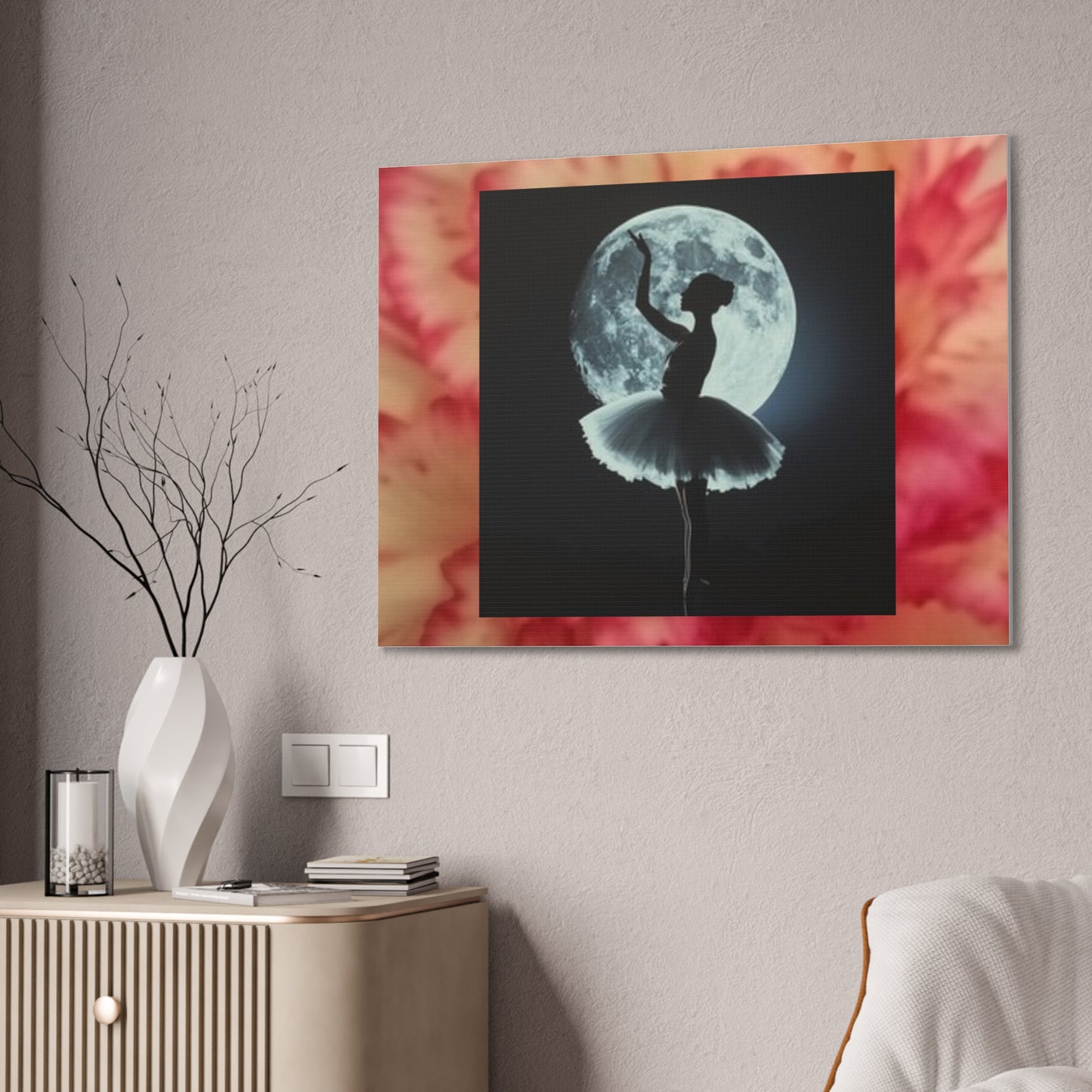 Ballet Moon Canvas Art Print, Ethereal Ballerina Decor, Perfect for Dance Studios, Home Decoration, Gift for Dancers, Wall Art