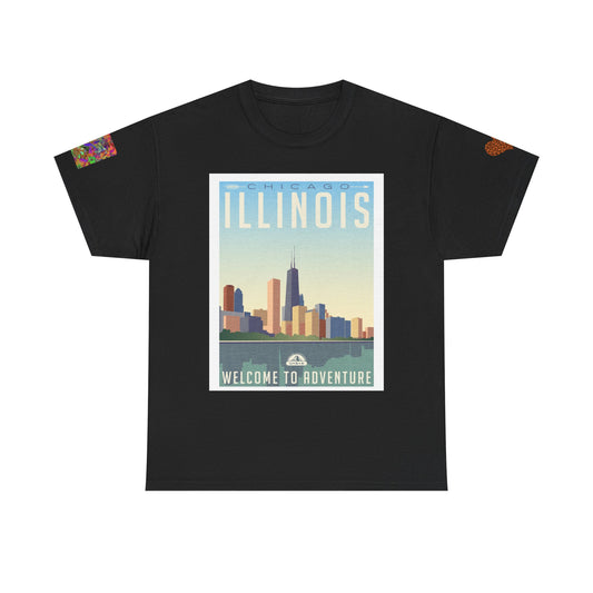 Chicago Adventure T-shirt with Mountain Wolf in Moonlight