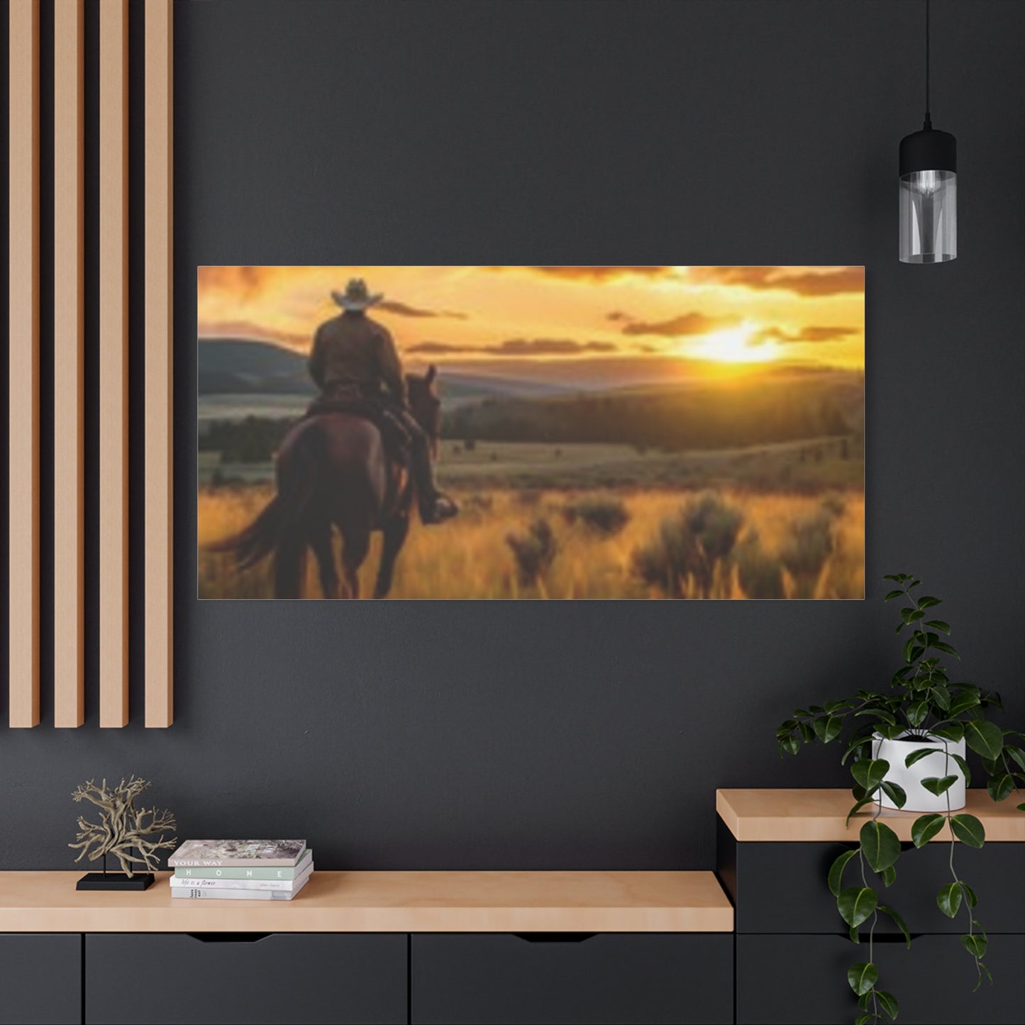 Framed Wall Art - Cowboy Sunset Canvas Print {Wild Wild West}