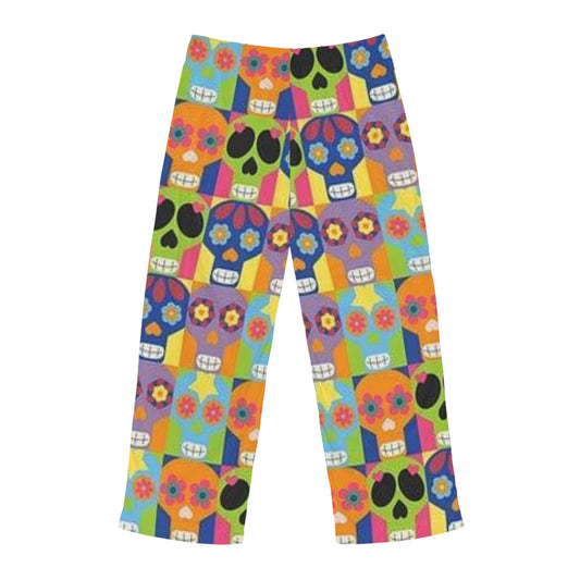 Colorful Skull Print Men's Pajama Pants - Perfect for Halloween and Casual Comfort