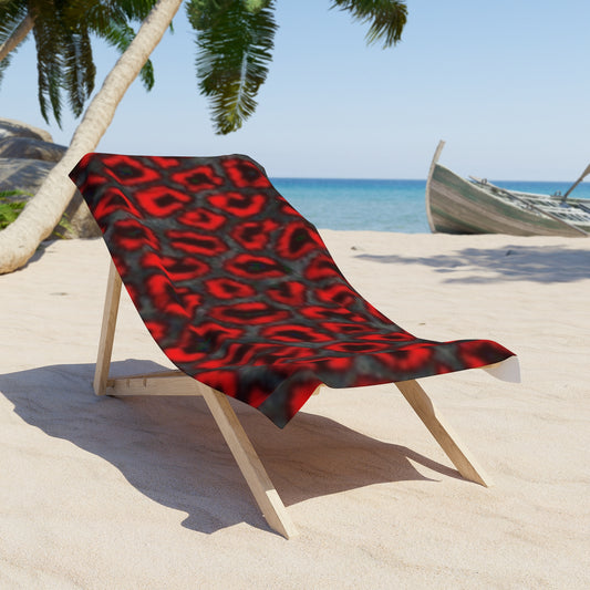 Vibrant Red Leopard Print Beach Towel - Perfect for Summer Pools and Beach Days