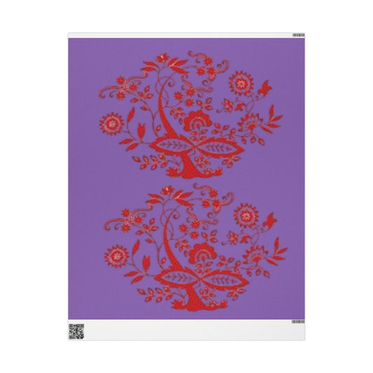 Papel de regalo floral vibrante para regalar | Diseño morado y rojo | Perfecto para cualquier ocasión