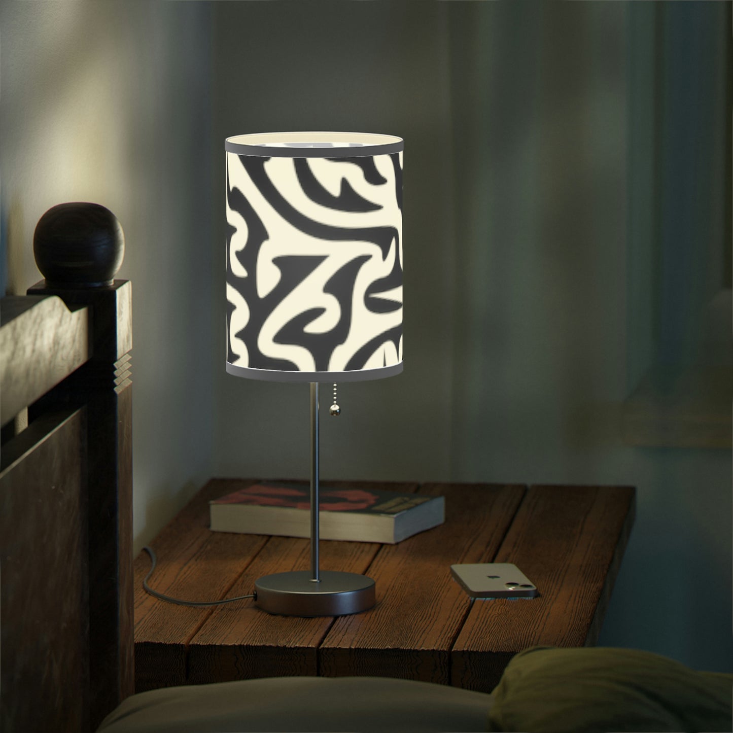Maze Black White Lamp on a Stand, US|CA plug Bedroom Office Living Room GIFT