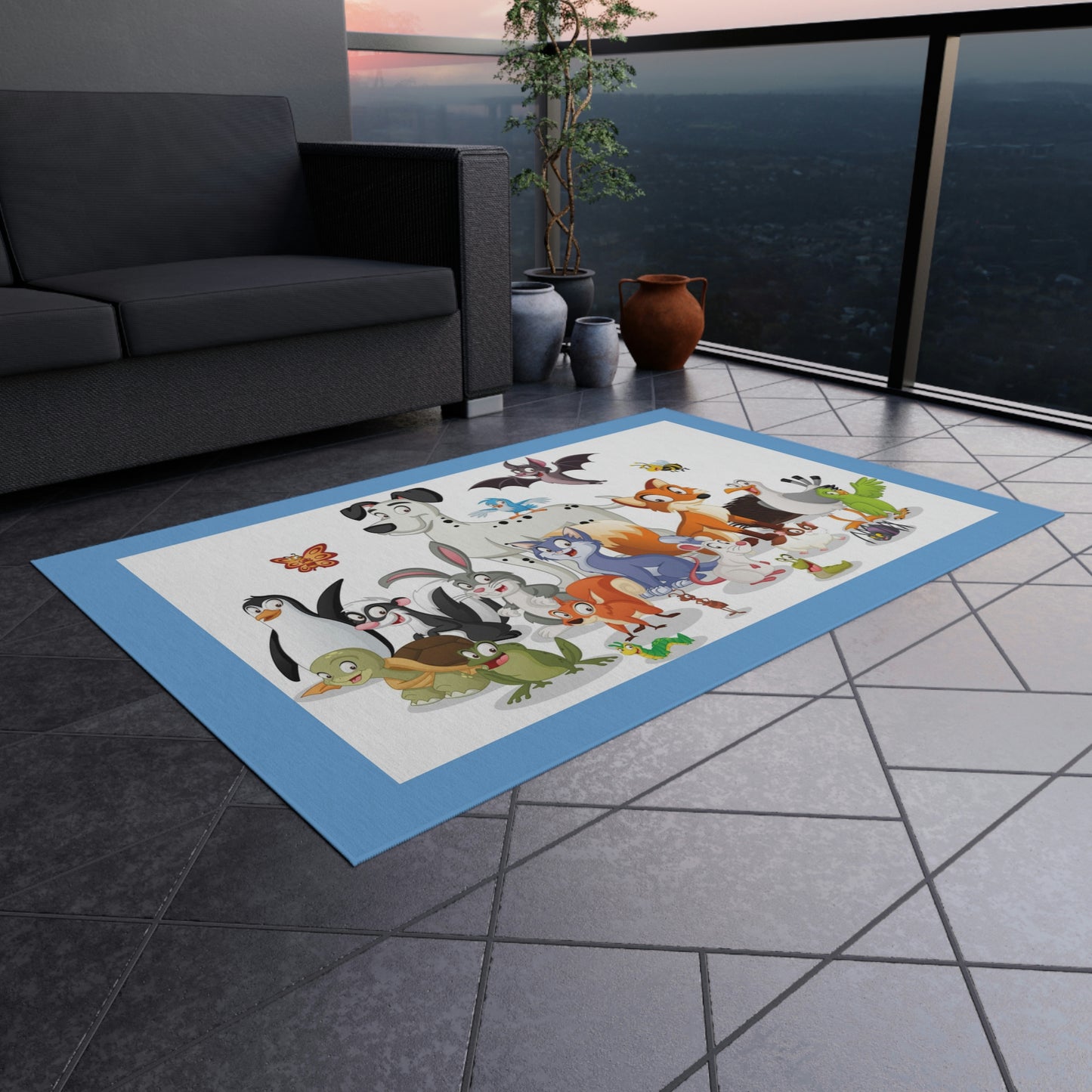 Cartoon Animals Outdoor Rug Children Will Love This Rug!