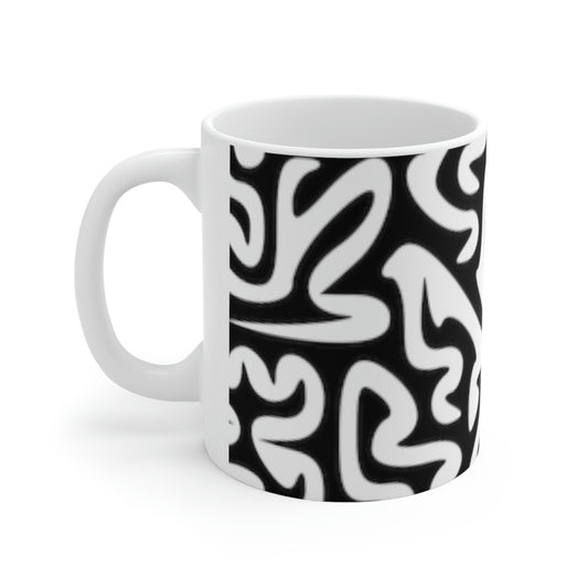 Black White Maze Design Ceramic Mug 11oz Milk Coffee Water Beer Juice