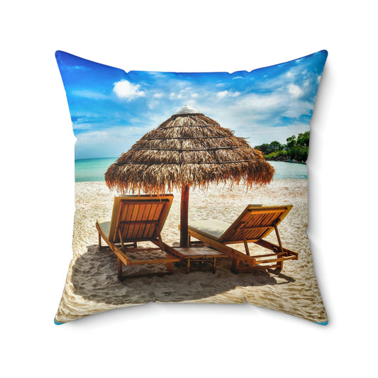 Relaxing At The Beach Square Pillow Vacation Traveling Sleeping Relaxing Driving Children