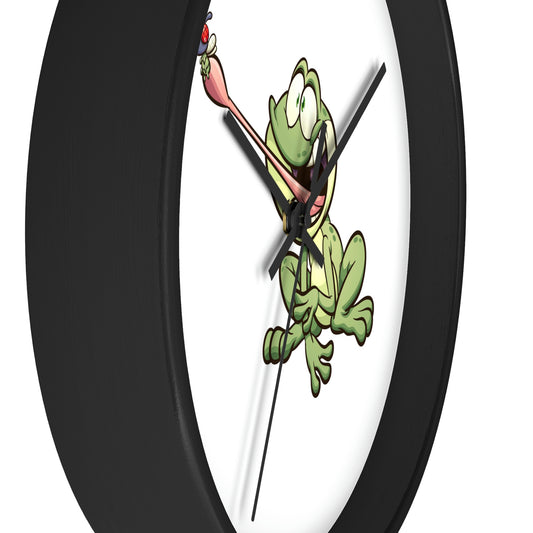 Horloge murale représentant une grenouille attrapant un insecte. Idéale pour une chambre d'enfant ! Superbe cadeau !