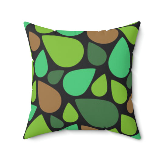 Green and Brown Teardrops Pillow Relaxing the Day Away