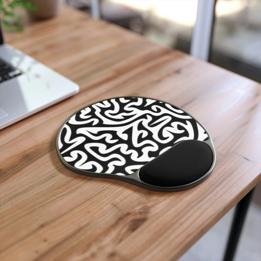 Maze Black White Mouse Pad With Wrist Rest Office Home Traveling