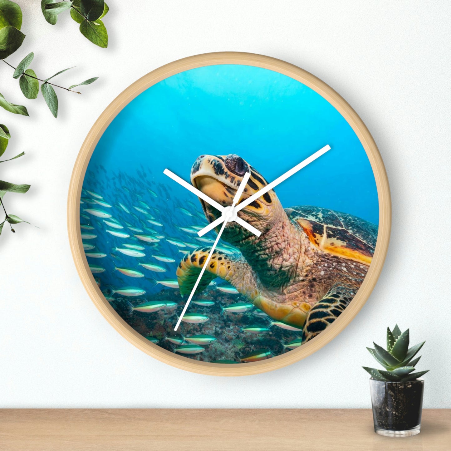 Turtle In Ocean Wall Clock Amazing Colors! Love It!