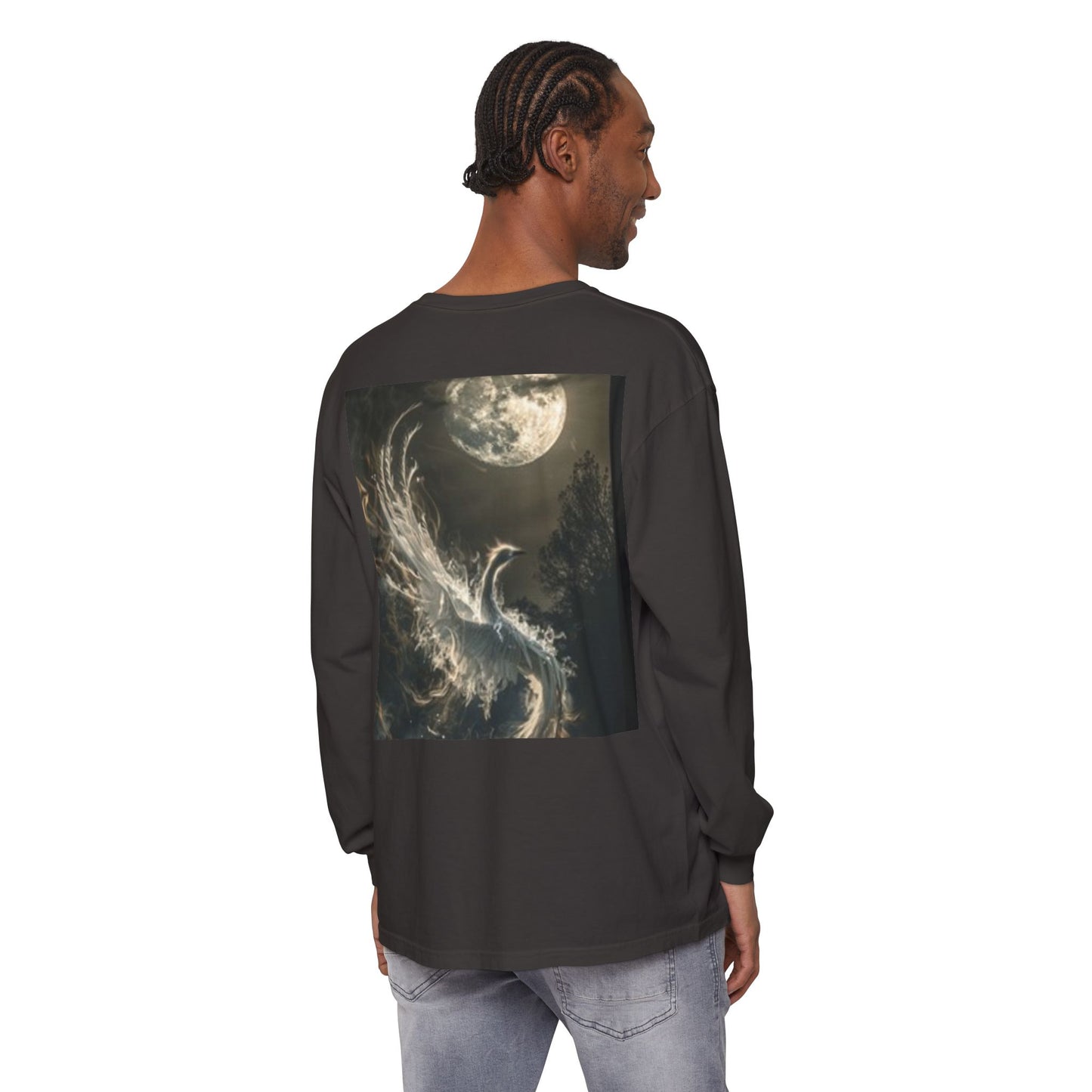 T-shirt mystique à manches longues | Motif magicien céleste et phénix 