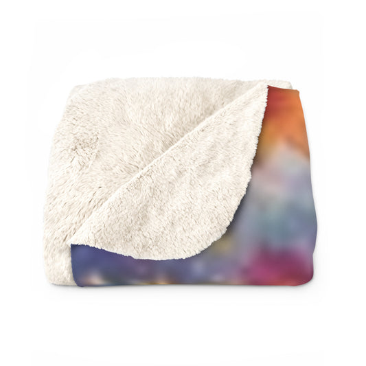 Vibrant Sherpa Fleece Blanket - Cozy Floral Rainbow Design for Comfort and Warmth