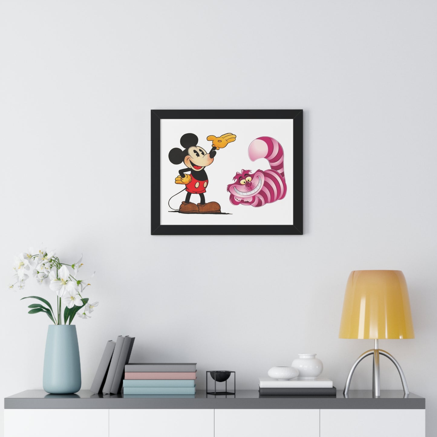 Framed Horizontal Poster Mickey Mouse & Cheshire Cat