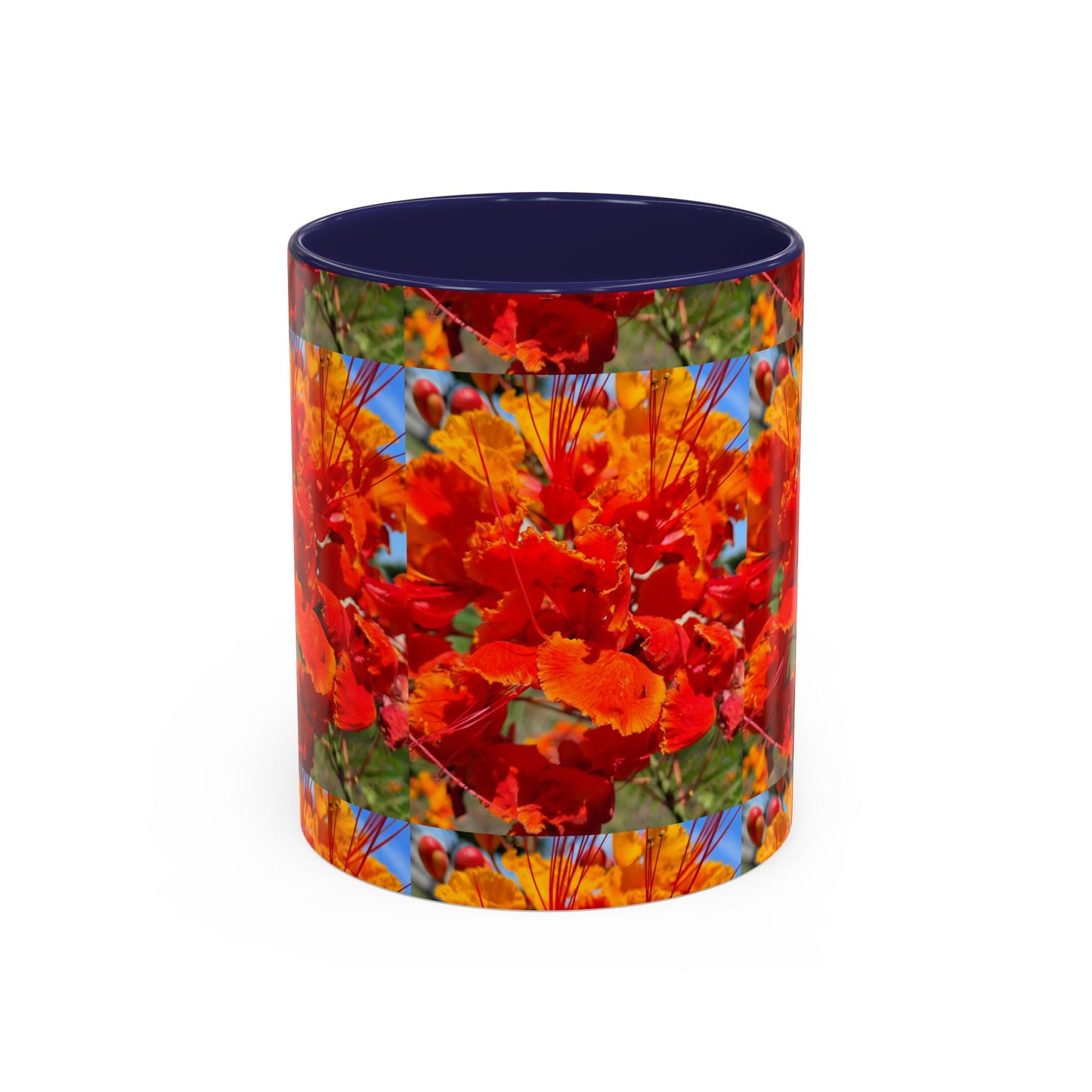 Orange Flowers Accent Coffee Mug 11 oz Great for Coffee Tea Milk Water Juice Ice Cream Soup