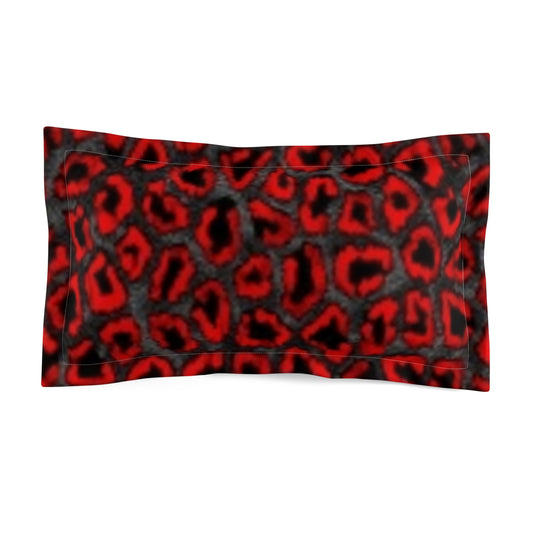 Bold Red Leopard Print Microfiber Pillow Sham - Stylish Décor for Animal Print Lovers