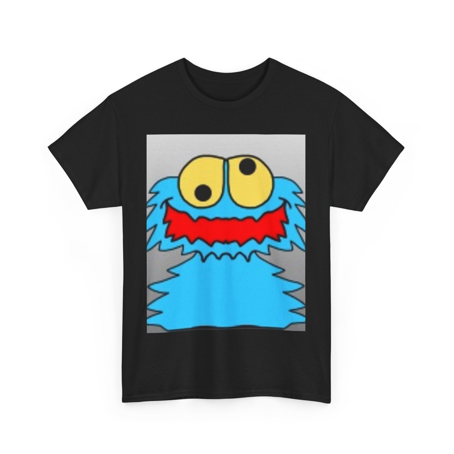 Blue Monster Cartoon-Inspired Unisex Heavy Cotton Tee, Fun Graphic T-Shirt, Cute Gift Idea, Casual Wear, Birthday Celebration, Everyday Style