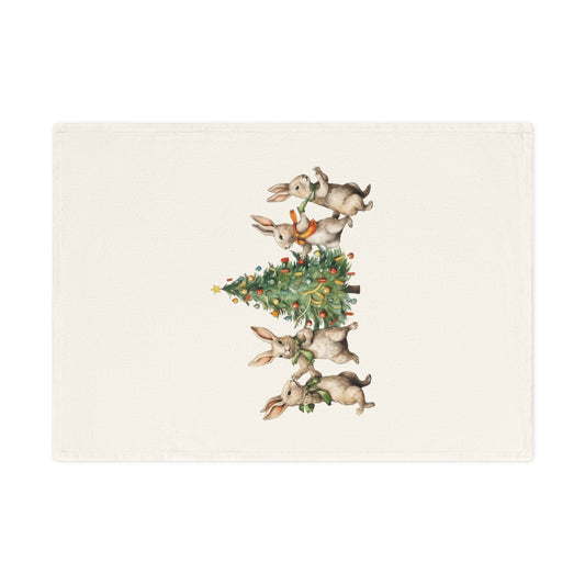 Cotton Tea Towel Kitchen Four Rabbits Christmas Tree 🎄