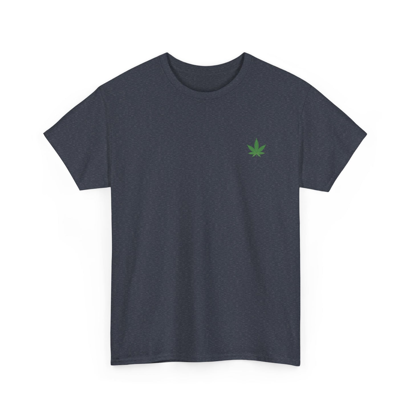 T-shirt unisexe en coton épais avec motif feuille de cannabis verte