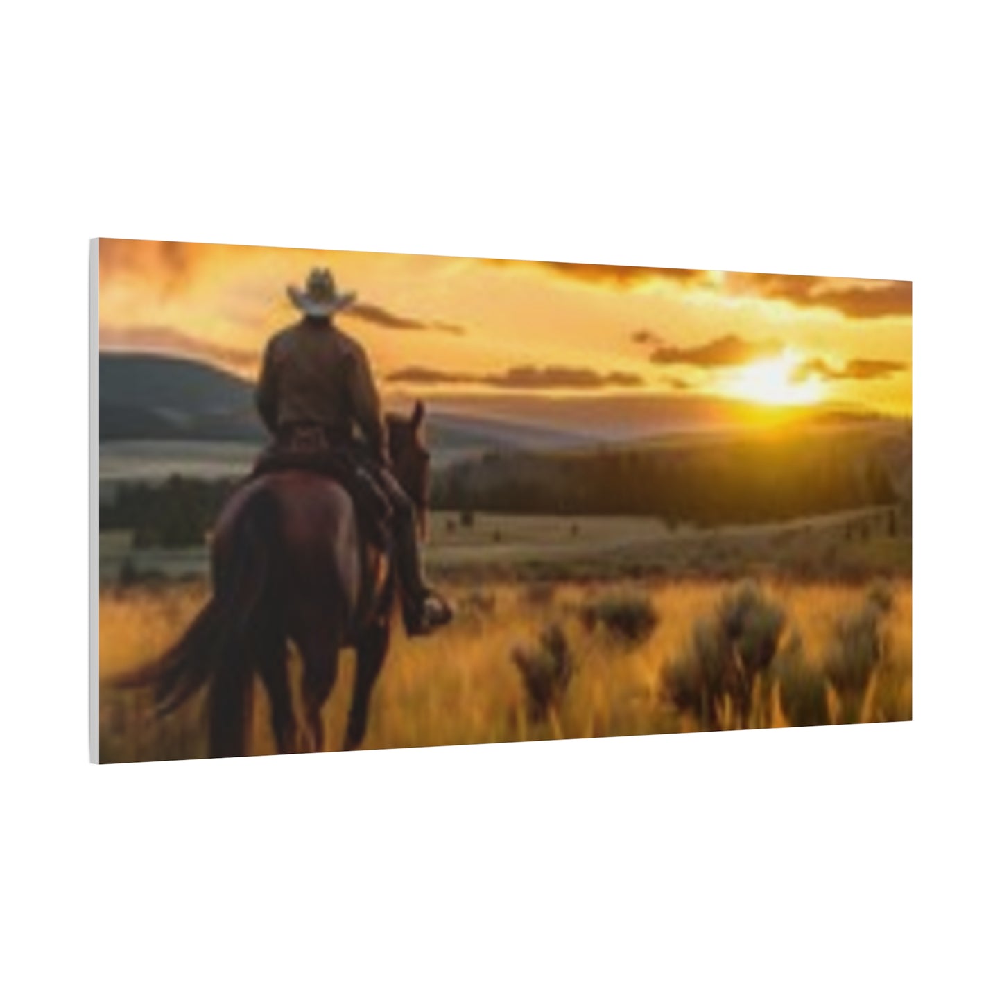 Framed Wall Art - Cowboy Sunset Canvas Print {Wild Wild West}