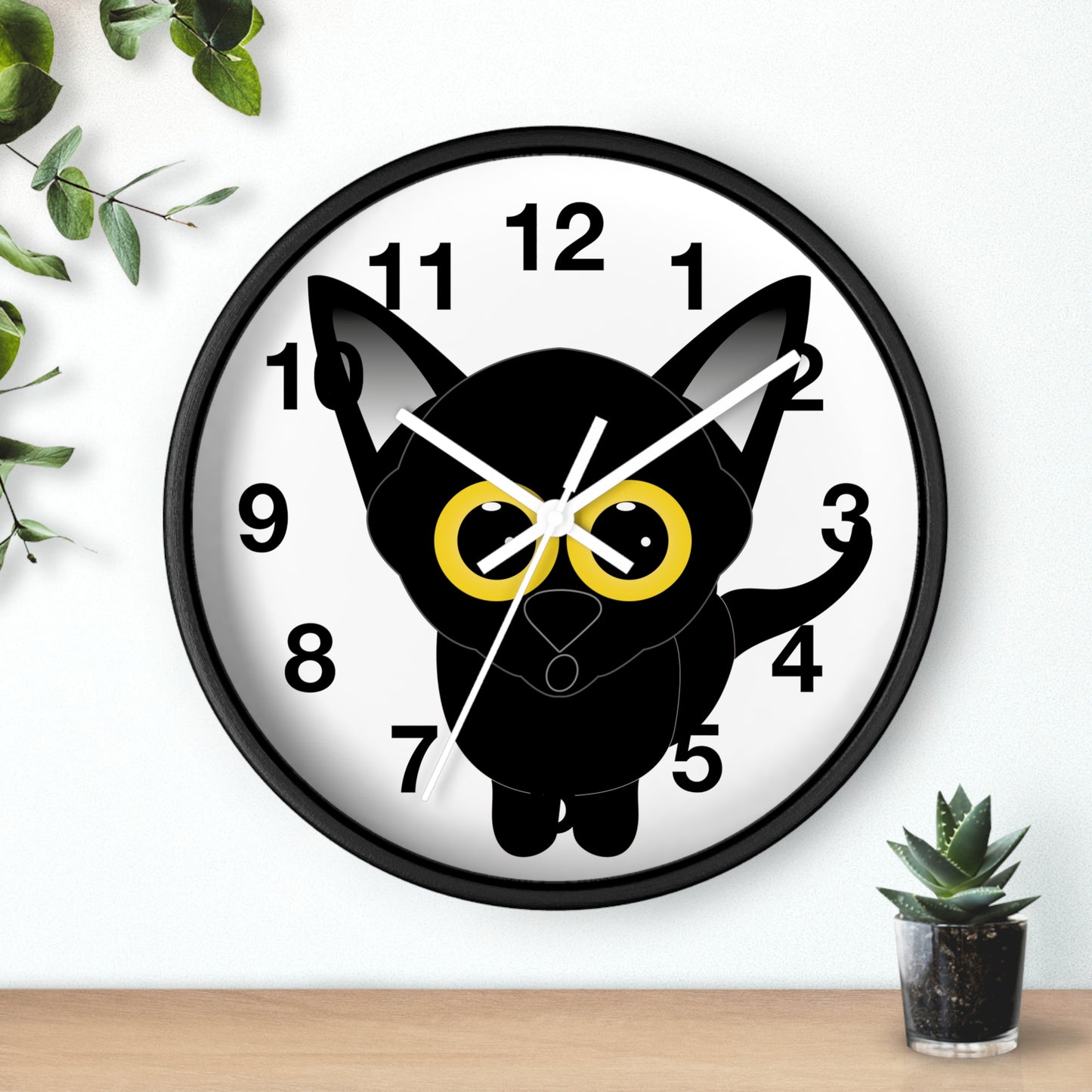 Wall clock Black Cat with Large Eyes