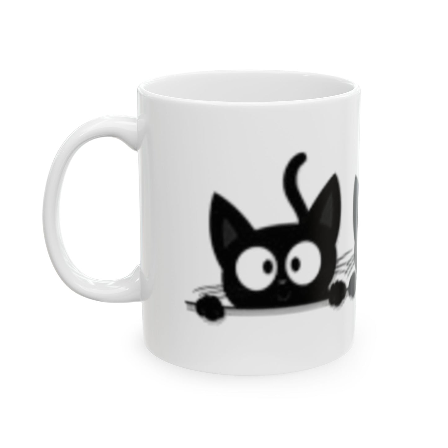 Three Black Cats with Large Eyes Ceramic Mug, (11oz, 15oz)