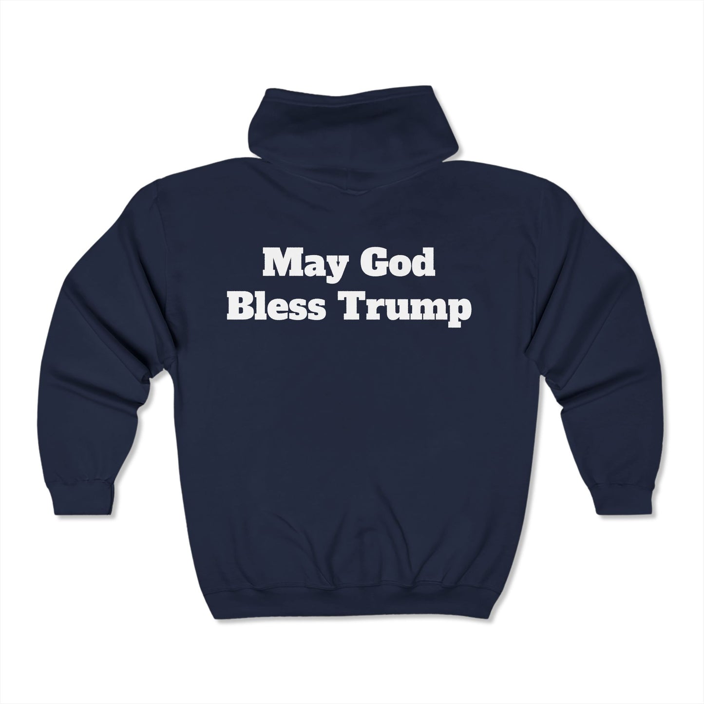 Sudadera con capucha y cremallera completa Que Dios bendiga a Trump