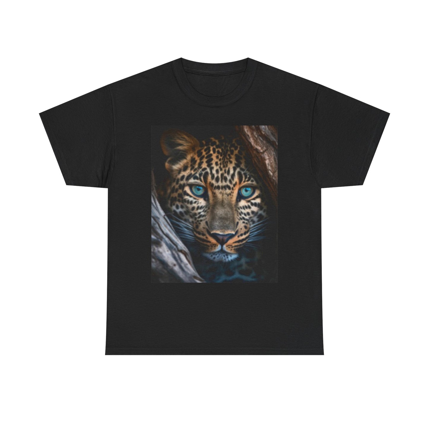 Camiseta unisex de algodón grueso para amantes de la vida silvestre - Diseño de leopardo feroz 