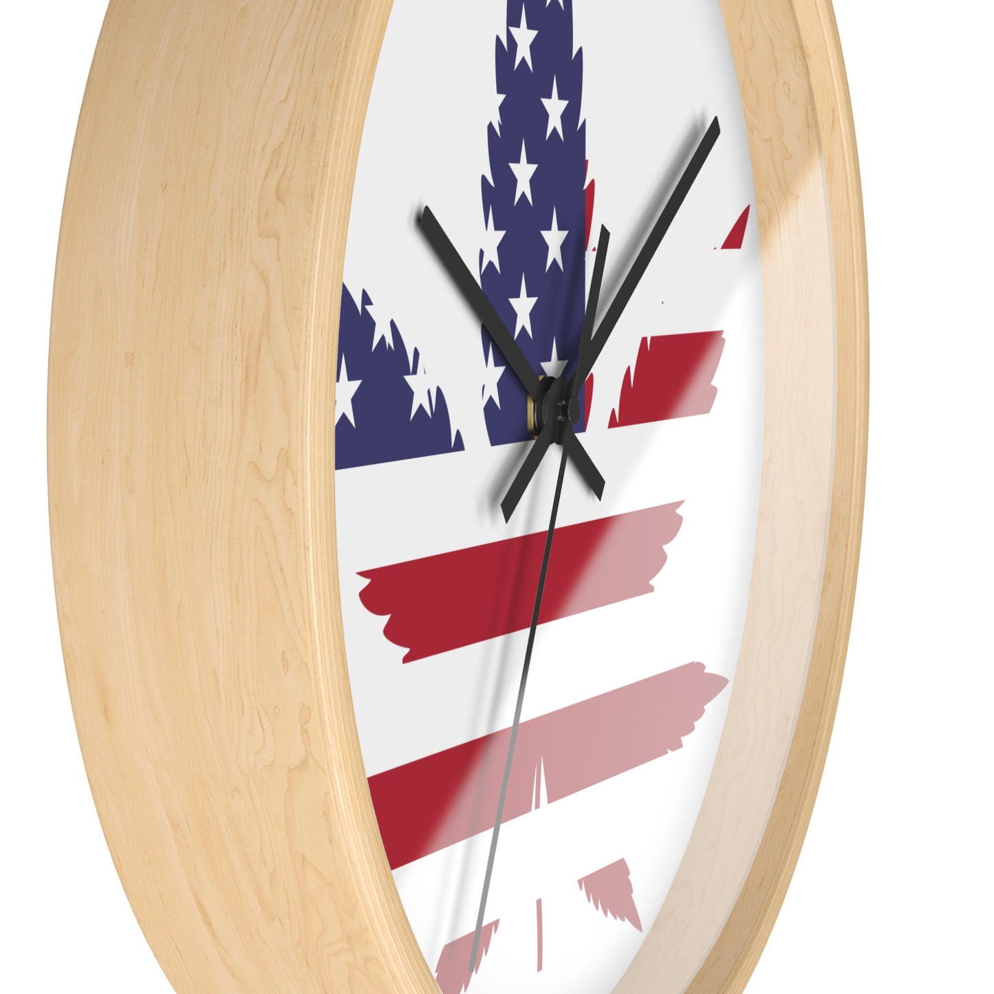 Wall clock Red White Blue Marijuana Leaf