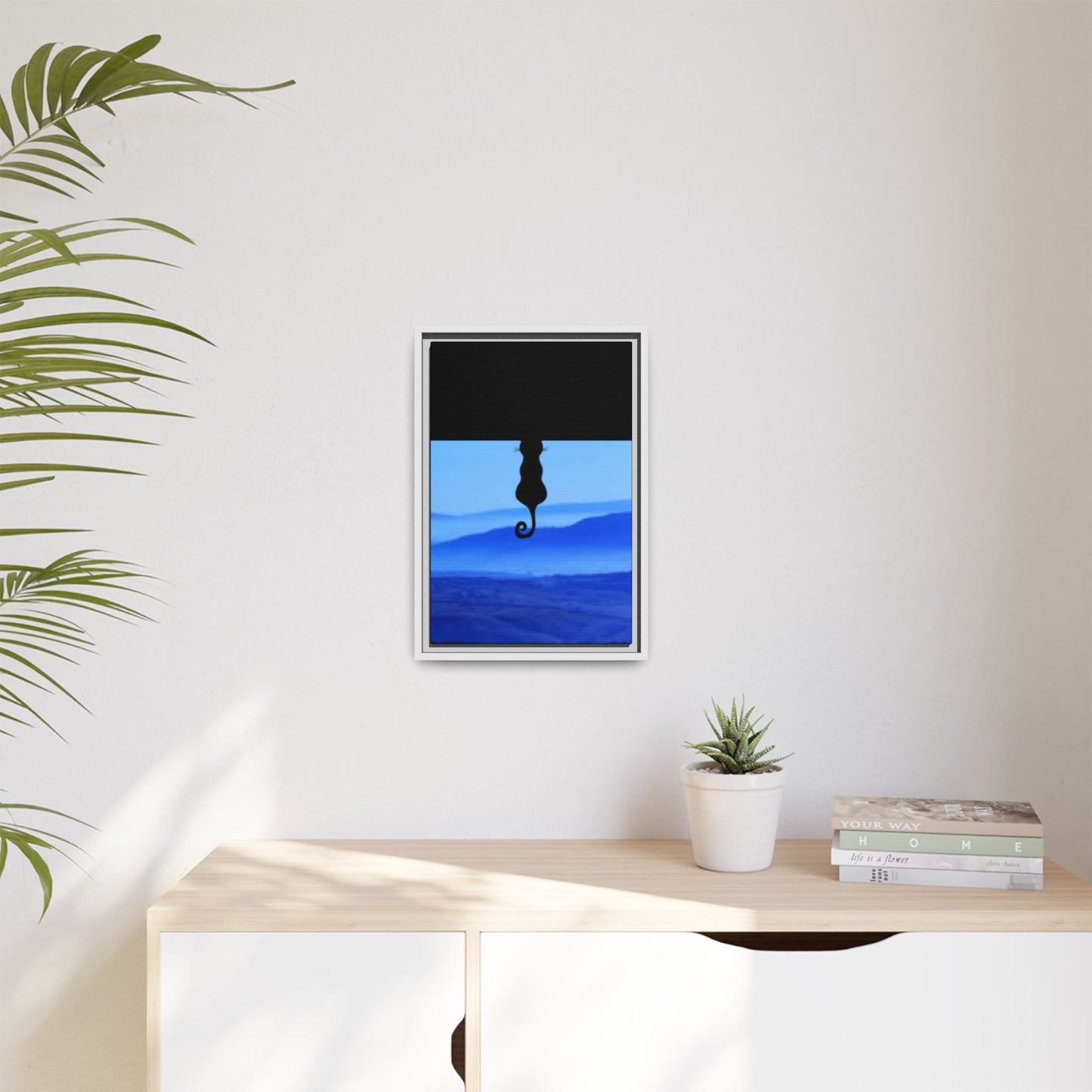 Framed Cat Silhouette Art Print, Wall Decor, Cat Lover Gift, Home Office Art, Pet Memorial